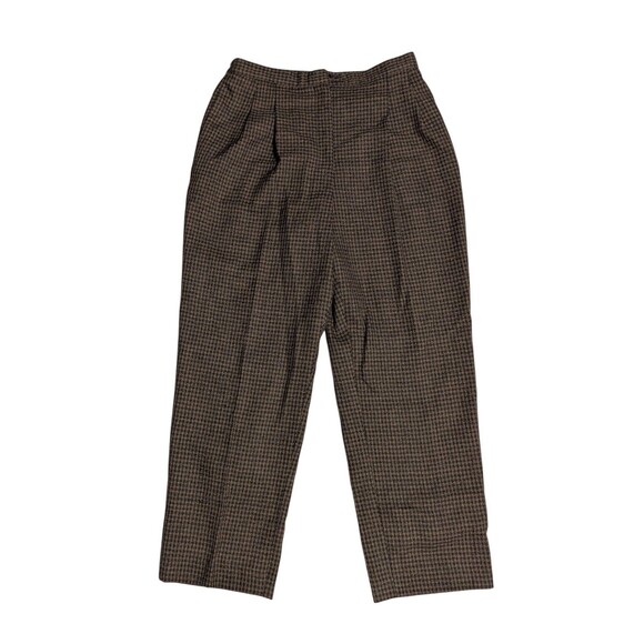 Vintage 80s High Waist Houndstooth Wool Blend Trousers womenMade in Romania Sz 8 - Picture 1 of 15